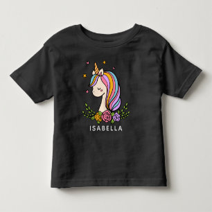Unicorn Cute Whimsical Girly Personalised Name Toddler T-Shirt