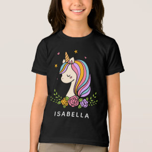 Unicorn Cute Whimsical Girly Personalised Name Tri-Blend Shirt