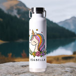 Unicorn Cute Whimsical Girly Personalised Name Water Bottle<br><div class="desc">Unicorn Cute Whimsical Girly Pink Floral Personalised Name Water Bottle features a cute unicorn with stars,  hearts and flowers. Perfect for back to school,  birthday party gifts and favours,  personalised Christmas gifts for girls and more. Designed by ©Evco Studio www.zazzle.com/store/evcostudio</div>