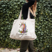 Unicorn Cute Whimsical Girly Personalized Name Tote Bag