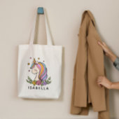 Unicorn Cute Whimsical Girly Personalized Name Tote Bag
