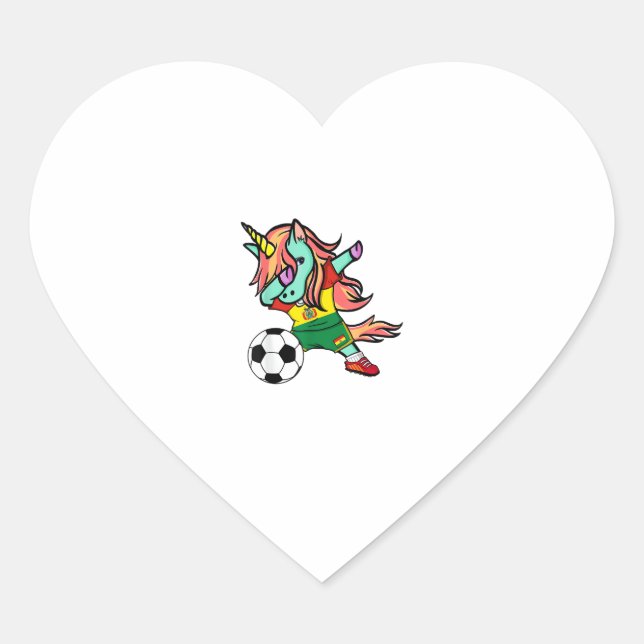 Unicorn Dab Bolivia Soccer Jersey Bolivian Footbal Heart Sticker (Front)