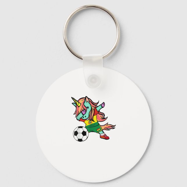 Unicorn Dab Bolivia Soccer Jersey Bolivian Footbal Key Ring (Front)