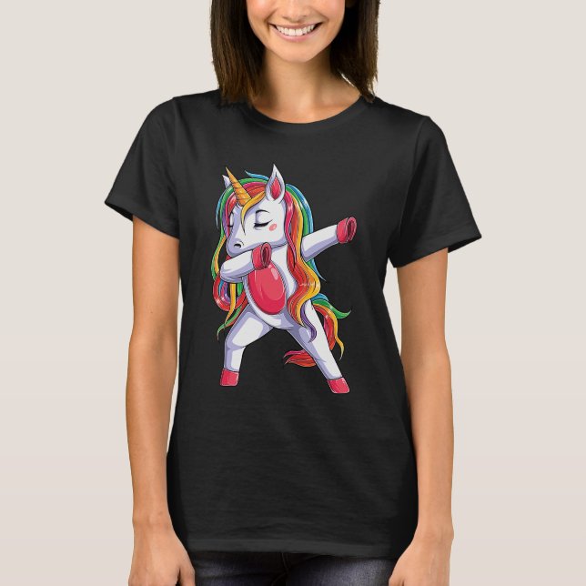 Unicorn Dab Dabbing Unicorn Rainbow T-Shirt (Front)