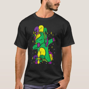 Unicorn Dab Jester Hat Mardi Gras Cute Girls Kids  T-Shirt