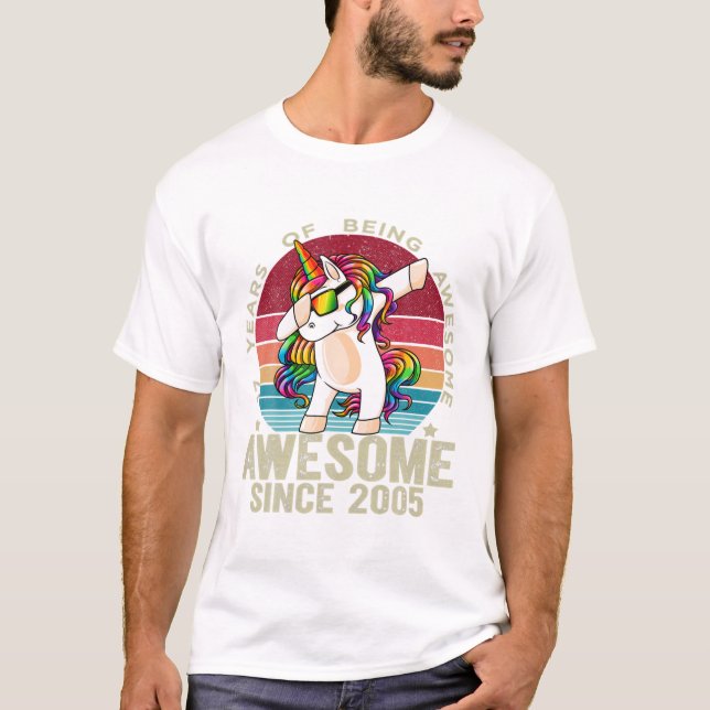 Unicorn Dabbing 17th Birth T-Shirt (Front)