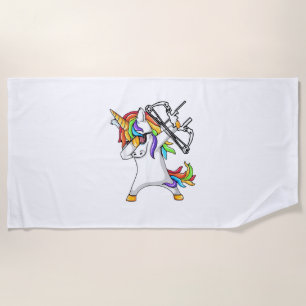 Unicorn dabbing Archery Funny shirt Beach Towel