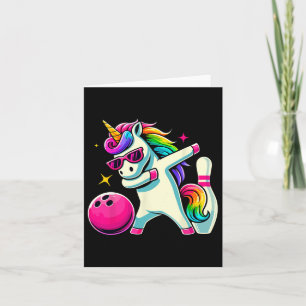 Unicorn Dabbing Bowling Birthday Girls  Card