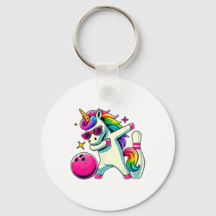 Unicorn Dabbing Bowling Birthday Girls Key Ring