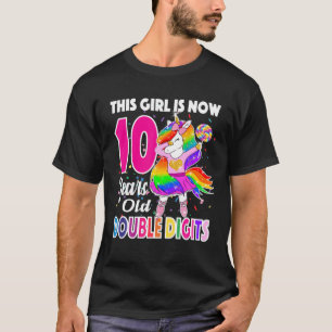 Unicorn Dabbing Double Digit 10 Year Old Birthday T-Shirt