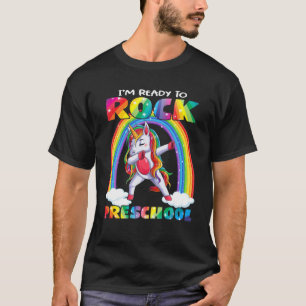 Unicorn Dabbing I'm Ready To Rock Preschool Back T T-Shirt