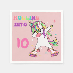 Unicorn Dabbing Roller Skating Birthday Napkin