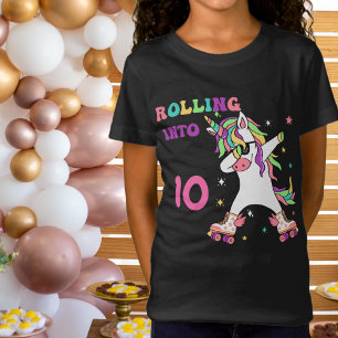 Unicorn Dabbing Roller Skating Birthday T-Shirt