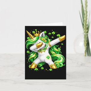 Unicorn dabbing shamrock st patricks day girl kid card