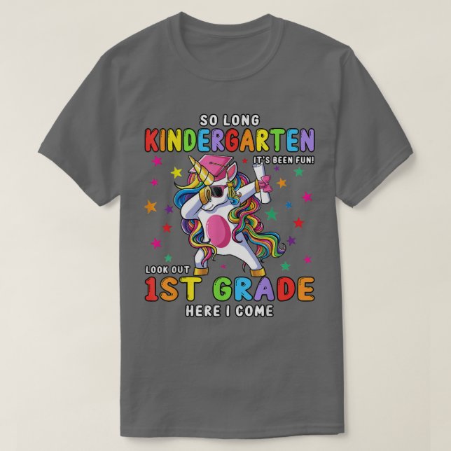 Unicorn Dabbing So Long Kindergarten 1st Grade Her T-Shirt (Design Front)