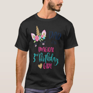 Unicorn Dad Of The 3rd Birthday Girl Matching Papa T-Shirt