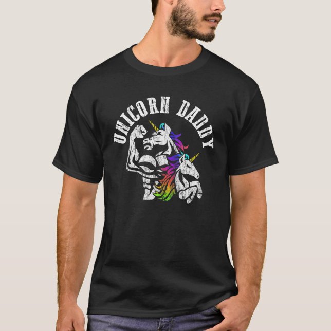 Unicorn Daddy Dadacorn Birthday Daughter Fathers D T-Shirt (Front)