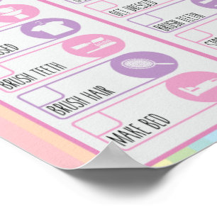 Unicorn Daily Night & Morning Routine Checklist Poster