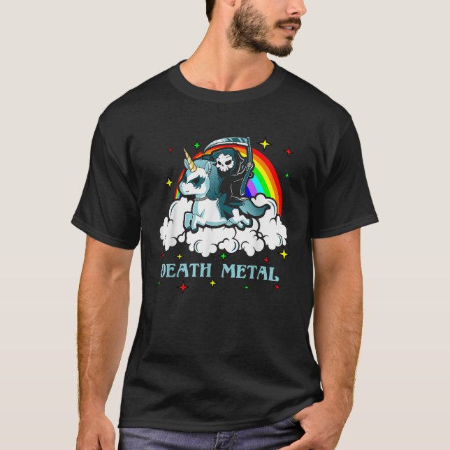 Unicorn Death Metal Rocker Go To Hell  T-Shirt (Front)