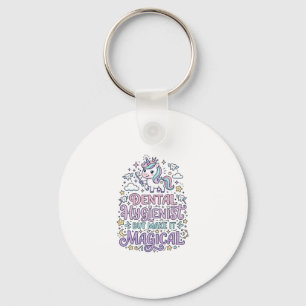Unicorn Dental Hygienist but Make It Magical Cute  Key Ring