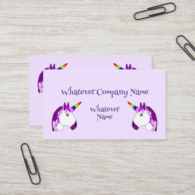 Unicorn Design Personalised Business Card (Front/Back In Situ)