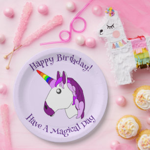 Unicorn Design Personalised Paper Plate