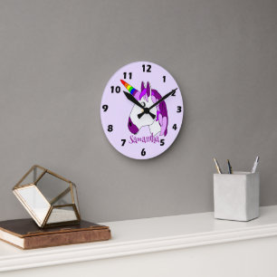Unicorn Design Personalised Round Clock