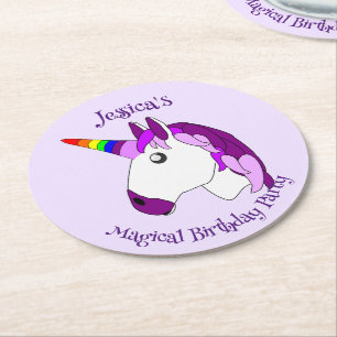 Unicorn Design Personalised Round Paper Coaster