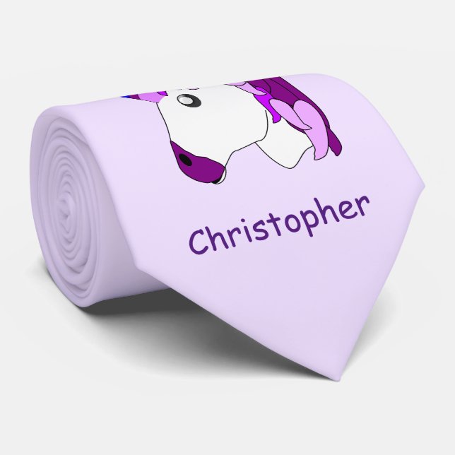 Unicorn Design Personalised Tie (Rolled)