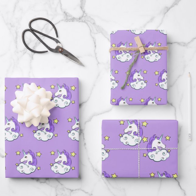Unicorn Design Wrapping Paper Sheet (Front)
