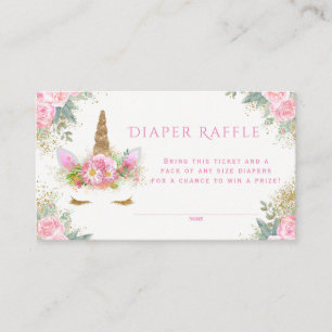 Unicorn Diaper Raffle Tickets Enclosure Card