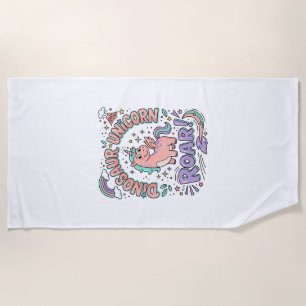 Unicorn Dinosaur Unicorn Roar Retro Style T-Shirt  Beach Towel