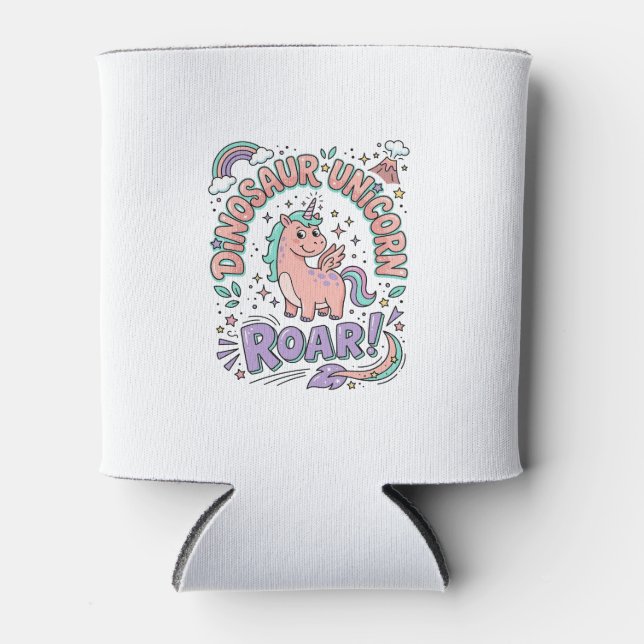 Unicorn Dinosaur Unicorn Roar Retro Style T-Shirt  Can Cooler (Front)