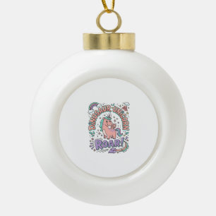 Unicorn Dinosaur Unicorn Roar Retro Style T-Shirt Ceramic Ball Christmas Ornament