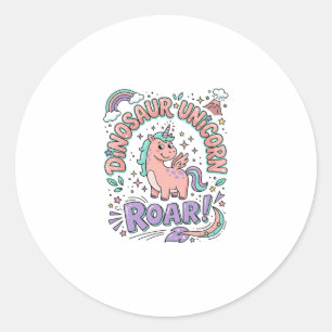 Unicorn Dinosaur Unicorn Roar Retro Style T-Shirt Classic Round Sticker