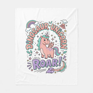 Unicorn Dinosaur Unicorn Roar Retro Style T-Shirt  Fleece Blanket