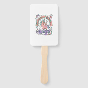 Unicorn Dinosaur Unicorn Roar Retro Style T-Shirt Hand Fan