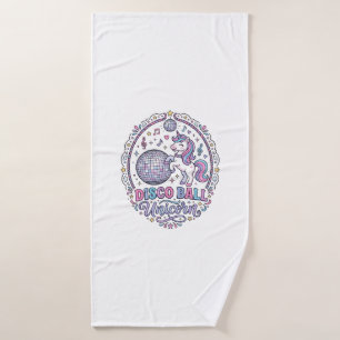 Unicorn Disco Ball Unicorn Playful Print on Demand Bath Towel