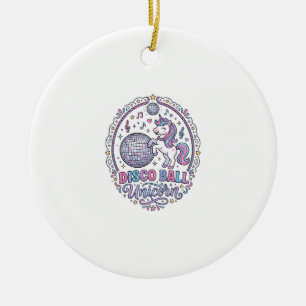 Unicorn Disco Ball Unicorn Playful Print on Demand Ceramic Tree Decoration