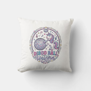 Unicorn Disco Ball Unicorn Playful Print on Demand Cushion