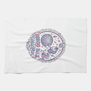 Unicorn Disco Ball Unicorn Playful Print on Demand Tea Towel
