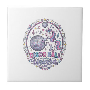 Unicorn Disco Ball Unicorn Playful Print on Demand Tile