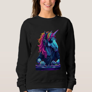 Unicorn DJ with Music Beats Fantasy Sound Sweatshirt