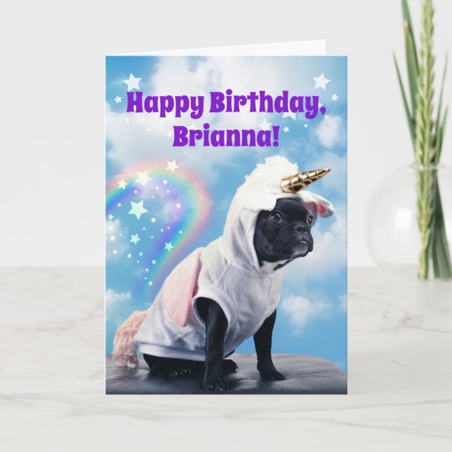 Unicorn Dog Farting Rainbows For Teen Birthday Card (Front)