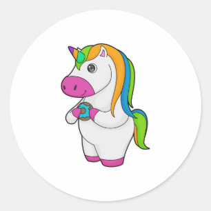 Unicorn Donut Classic Round Sticker