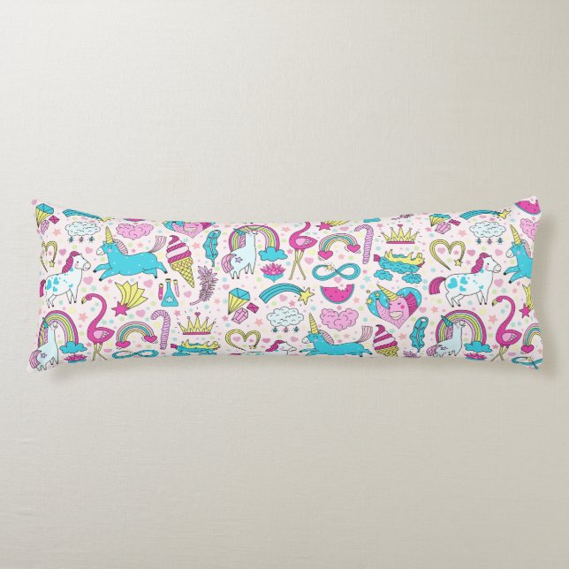 Unicorn Doodle Pattern Body Cushion (Front)