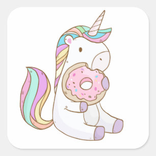 Unicorn Doughnut Square Sticker