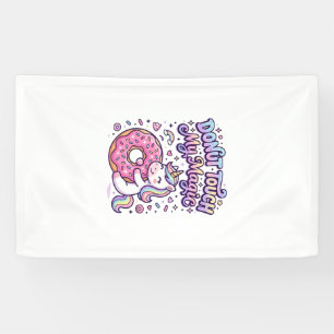 Unicorn Doughnut Touch My Magic Gift Idea Sticker  Banner