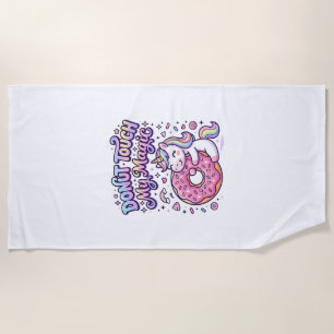 Unicorn Doughnut Touch My Magic Gift Idea Sticker  Beach Towel