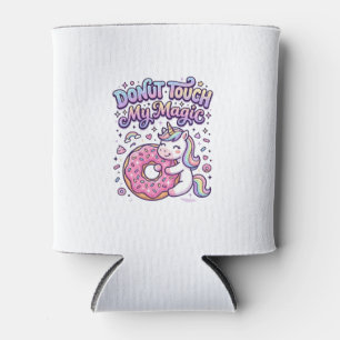 Unicorn Doughnut Touch My Magic Gift Idea Sticker  Can Cooler
